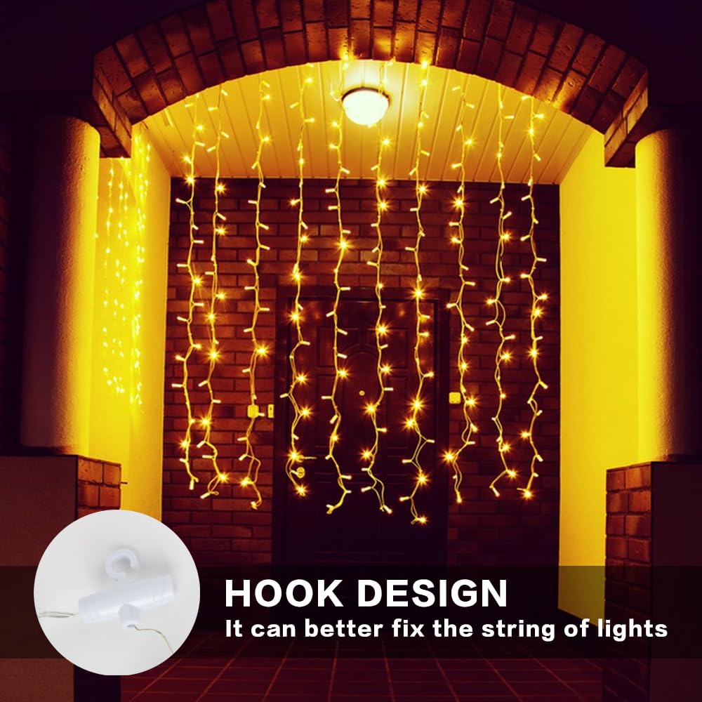 XPJBKC Solar Curtain Lights Outdoor Garden, 3×3M Waterproof 8 Modes Solar String Lights Outdoor with Remote Control - Image 4