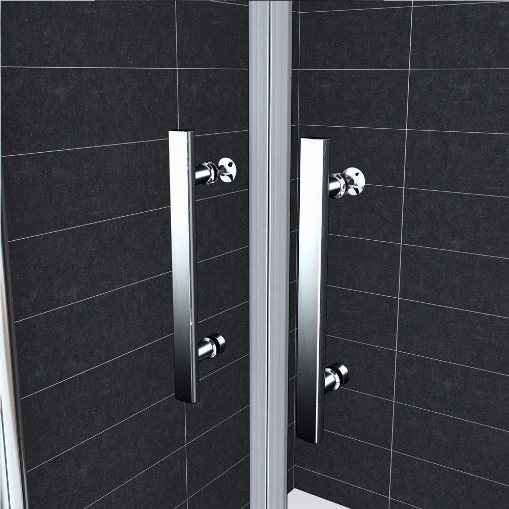 Porta Per Nicchia box doccia 75x195 cm 2 Ante Apertura Saloon In Vetro Temperato Trasparente 6mm Anticalcare