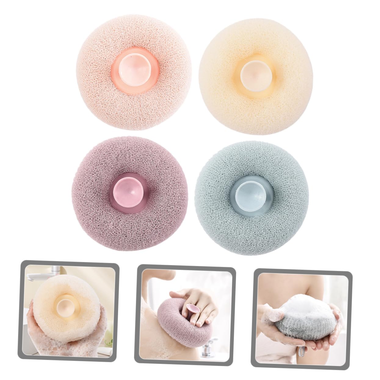 FRCOLOR 4pcs Shower Loofah Ball Soft Bathing Scrubber for Gentle Exfoliation Durable and Lightweight Bath Balls Blood Impatiens and Light