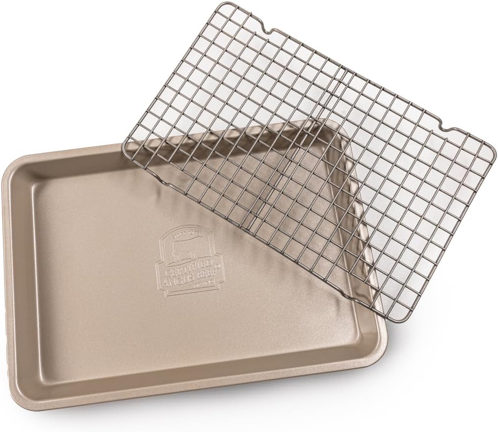 CERTIFIED ANGUS BEEF Reverse Sear Roasting Pan with Wire Rack, Heavy-Duty Non-Stick