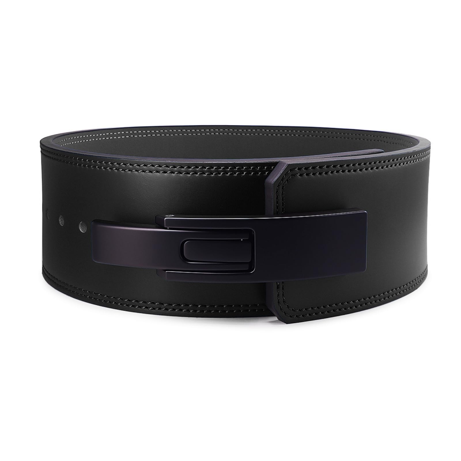 MERIGLARE Ceinture de Soutien Fitness Robuste à Boucle Métallique Rebord et Corps Surpiqués Ajustement Ergonomique Soutien pour Bas Du Dos Convient à l'Entrainement en Salle, Noir, PU
