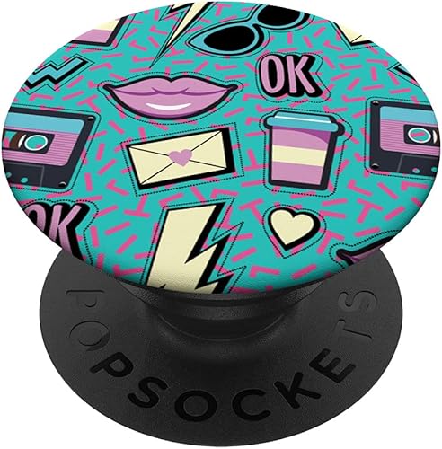 Patrón de geometría vintage retro 80s 90's nostalgia PopSockets intercambiables PopGrip
