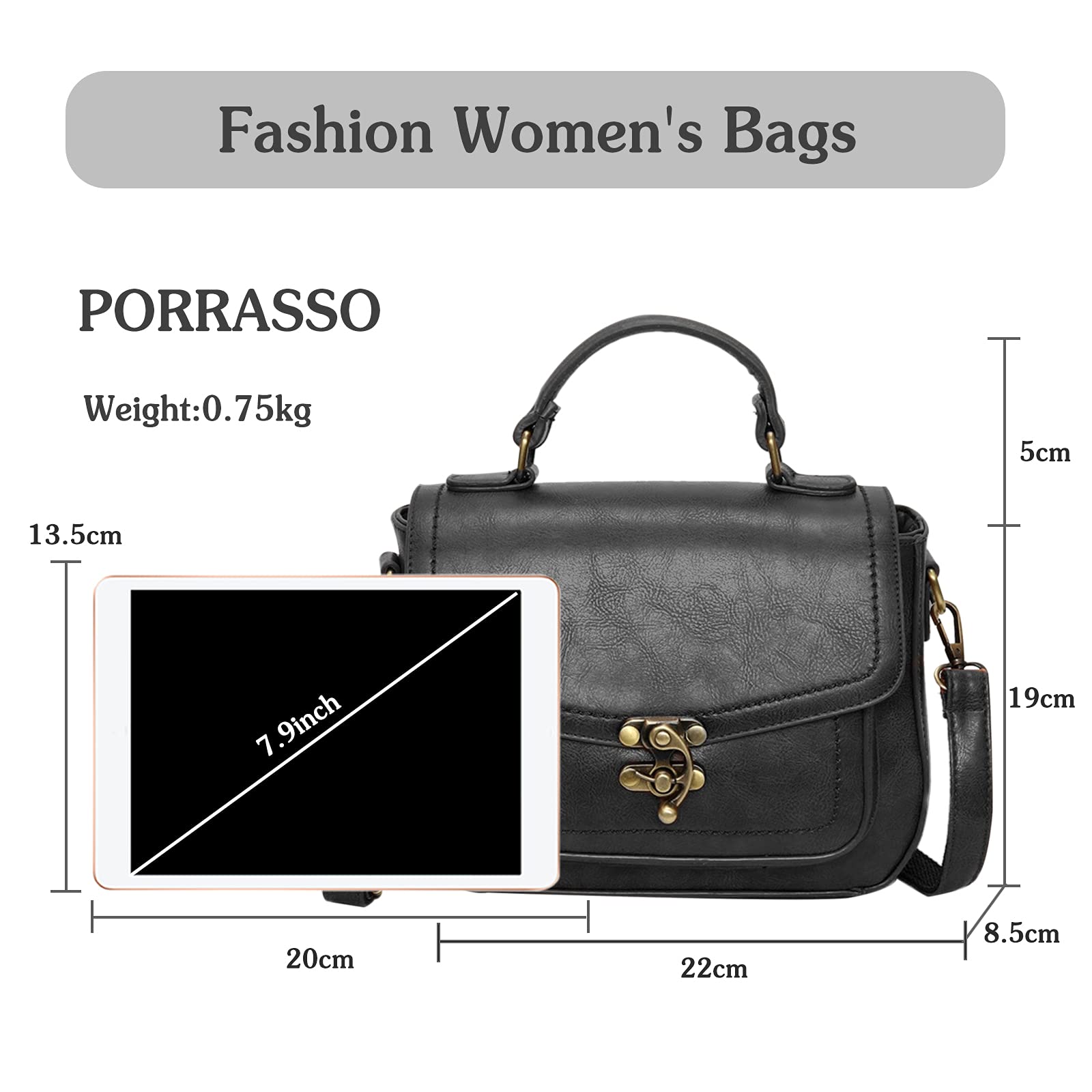 Umhängetasche Damen Schultertasche Retro Handtasche Schulterbeutel für Reise Dating Einkaufen Täglicher Gebrauch Schwarz