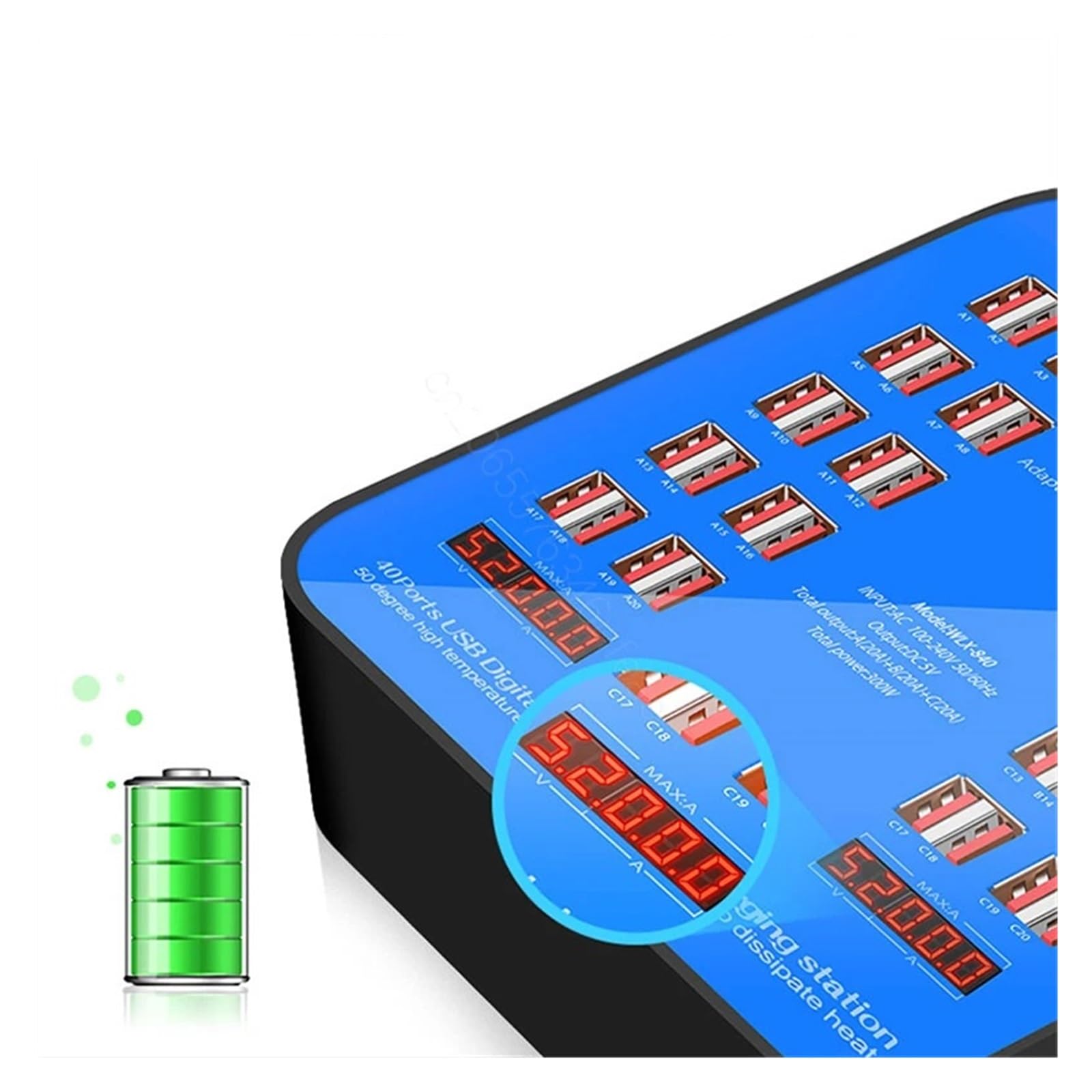 Caricatore USB Da 200 W 40 Porte For Adattatore HUB Stazione Di Ricarica Presa Dock For Telefono Multi Capacità Di Ricarica Rapida(Blue)