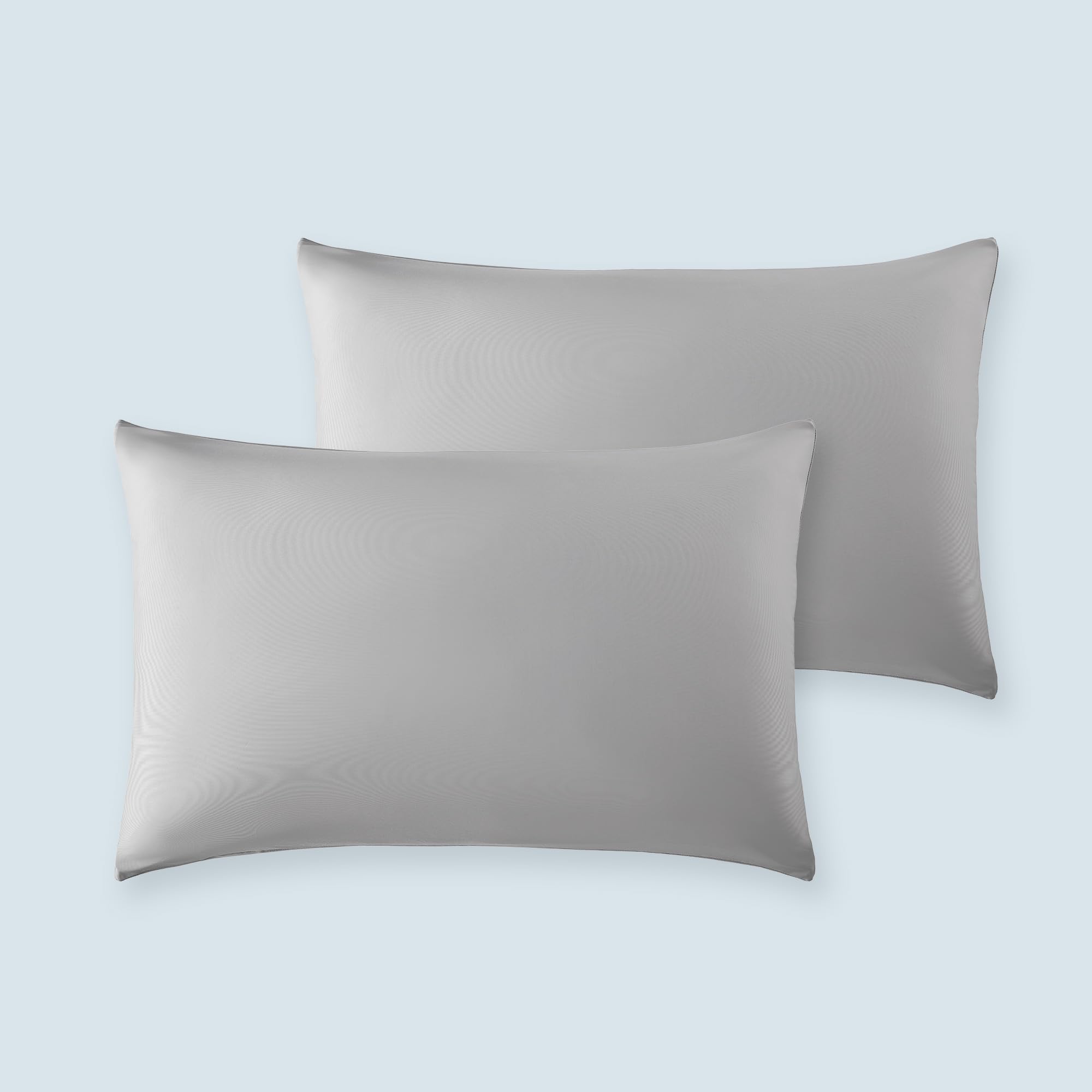 SLEEP ZONE Nanotex Cooling Pillowcases - 2 Pack, Silky Pillow Cases for Hair and Skin, Breathable Bedding for Summer and Hot Sleepers, Zippered Pillow Covers(Grey, Standard)