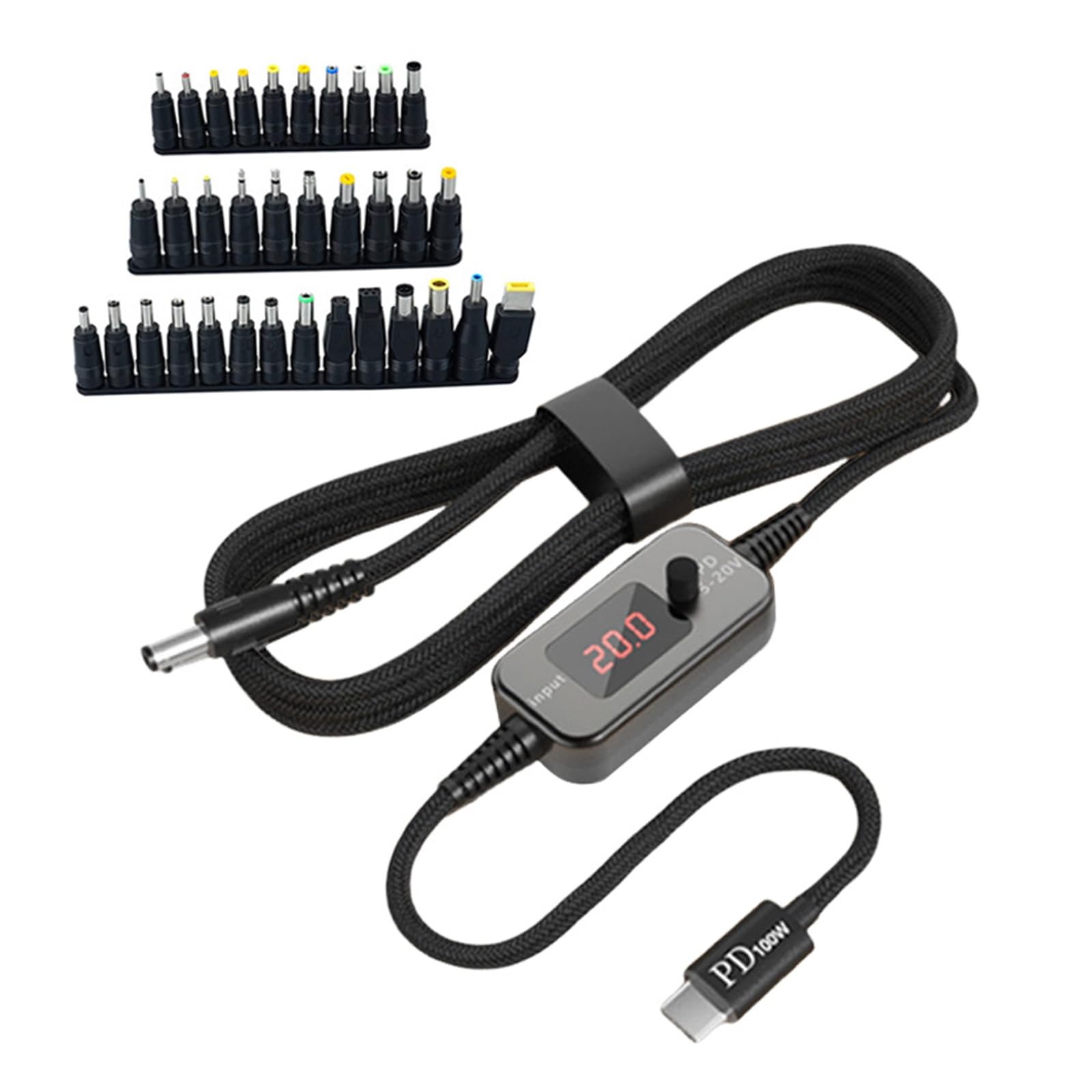 APGLSXY Voltages USB C to DC5521 Charging Cable PD100W with 34 Conversion Heads for Laptops Routers and Electronics