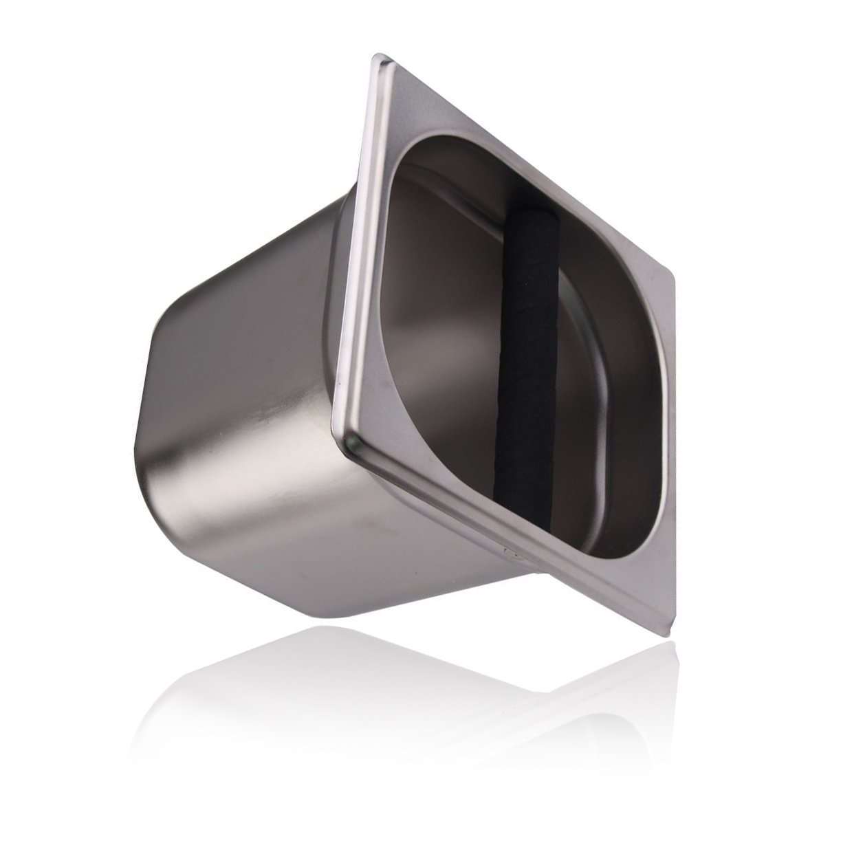 ASHATA Edelstahl Kaffee Knockbox - Espresso Kaffeesatzbehälter Mit Gummistange