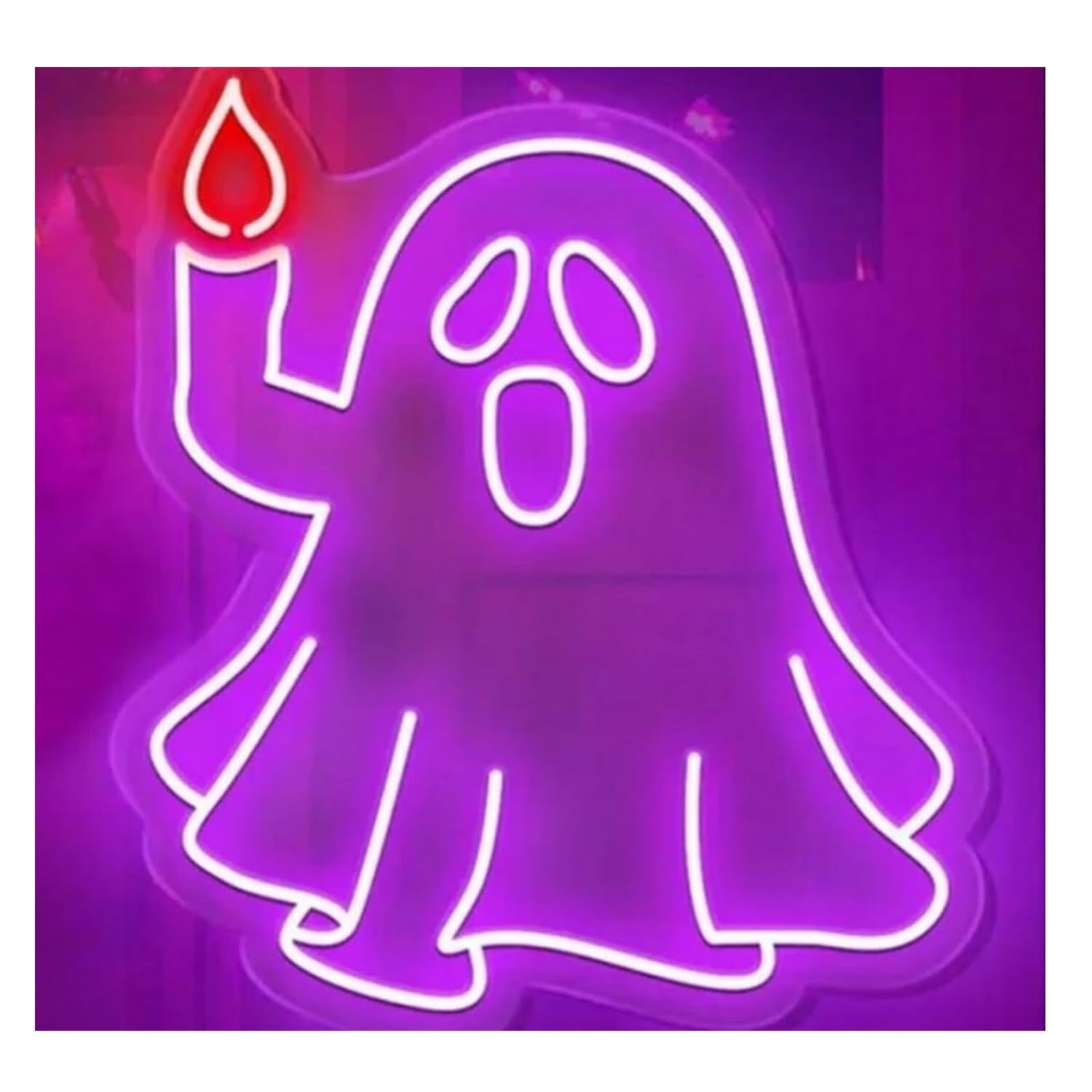 Aextroi neon Lights Sign Soothing Atmosphere Lamp Neon Sign Ghost Candle Shaped, Powered By, Adjustable Brightness