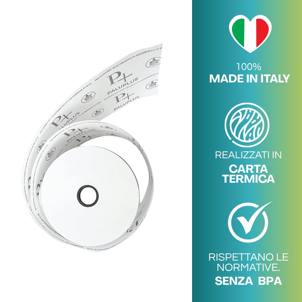 Palucart 50 Rotoli Carta Termica 80 x 80 registratori di cassa e terminali scommesse rotolo omologato valenza fiscale -(M)