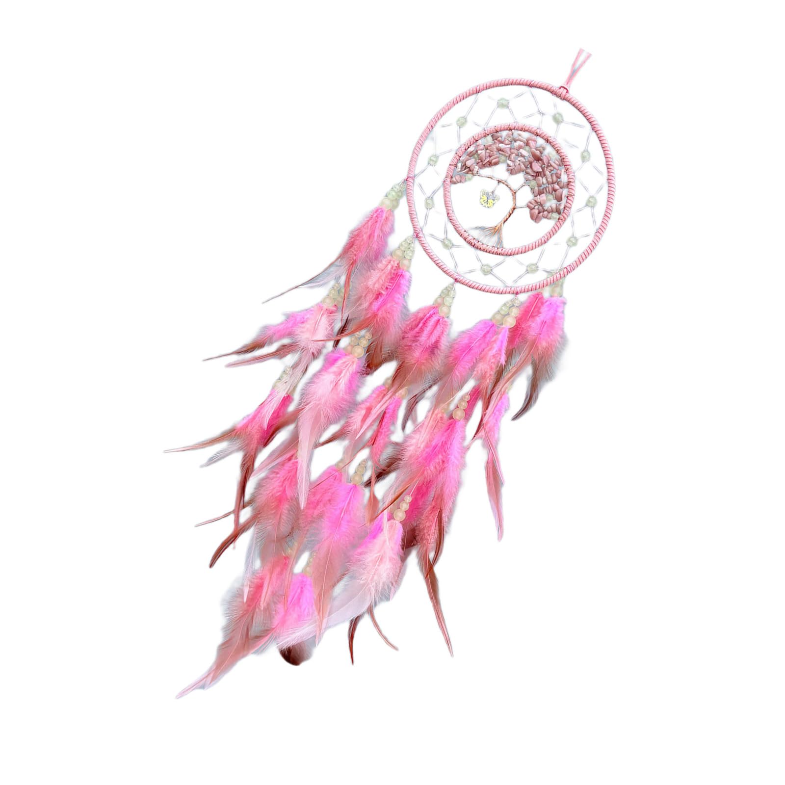 Dreamcatchers Hanging Ornament with Glowing in Dark Beads and Feathered Tassels Pendant for Car or Home Decors Ornament