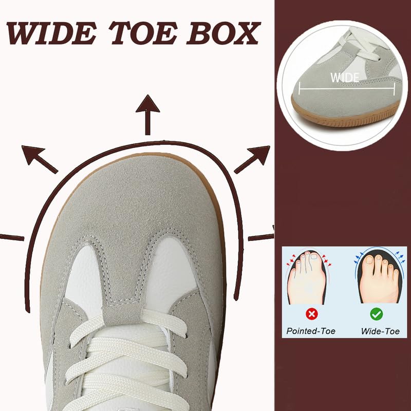 TARELO Barfußschuhe Damen Breiter Zehenbox Barfuss Schuhe Leichte Atmungsaktiv Leder Minimalistische Freizeitschuhe Barefoot Shoes Größe 36-41