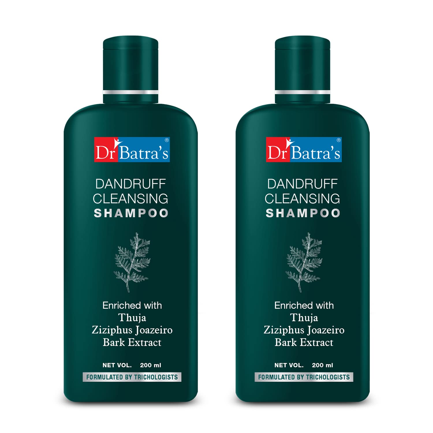 Dr Batra's Dandruff Cleansing Shampoo with Thuja | Helps Control Dandruff & Maintain a Healthy Scalp | Anti Dandruff Shampoo for Healthy, Flake-Free Hair | Gentle Daily Hair Care for Men & Women | 200 ml Pack of 2