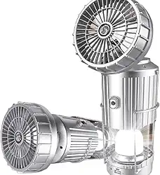 Lanterna Lampião Luminária Led com Ventilador Recarregável 3 Em 1 com Placa Solar - Ideal para Trilhas, Acampamentos e Doméstico