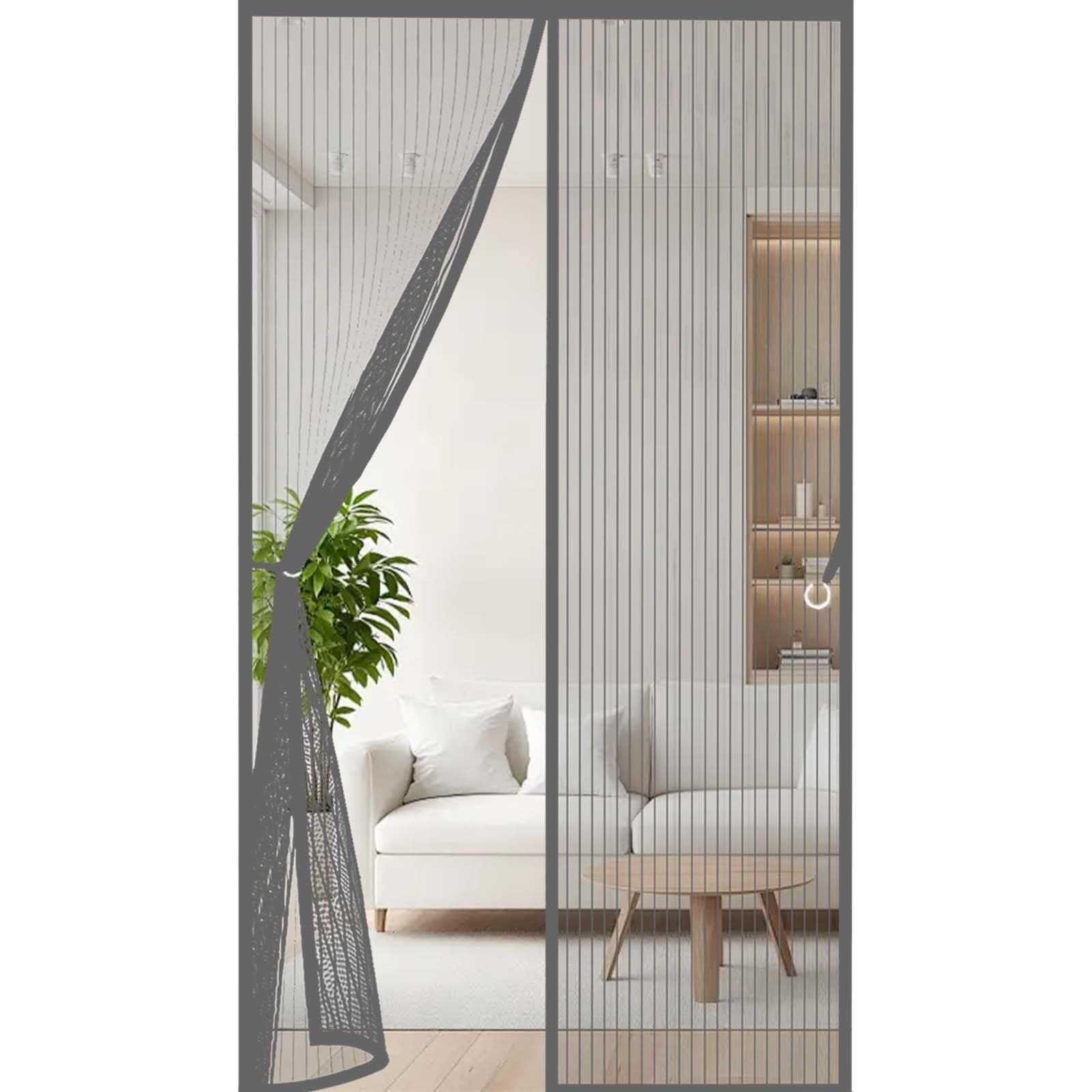 Feijdon Grey Magnetic Fly Screen Door 130 X 189 Cm Durable, Keeps Bugs Out, Kid And Pet Friendly Magnetic Door Curtains Fly Screen Lets Fresh Air In, Hundreds Of Sizes,