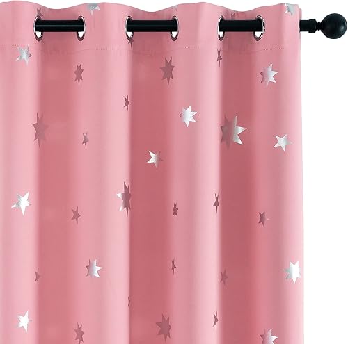 Anjee - Cortinas opacas estampadas, Rosado