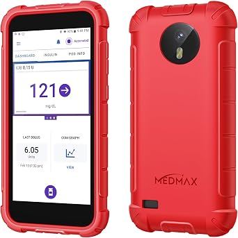 MEDMAX Silicone Case for Omnipod 5, Lightweight Shockproof Anti Slip Protective Cover Soft Gel Skin with Dexcom G7 Cutout Red
