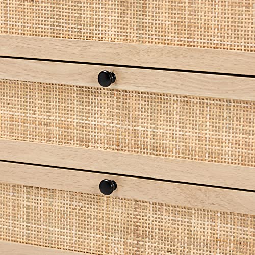 Baxton Studio Amelia Storage Cabinet, 5-Drawer, Natural Brown/Black #TOP6