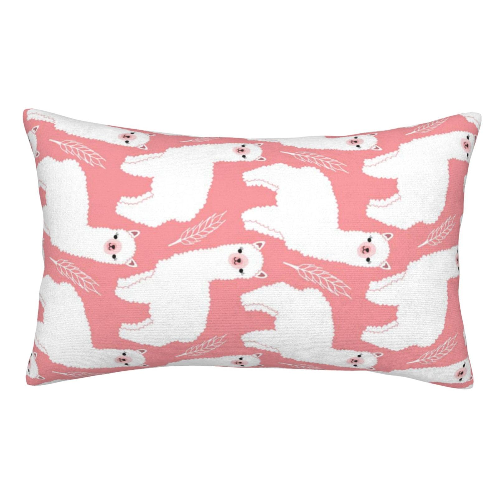 Soft Plush Pillow Cover For Sofa & Bed, Alpaca Llama, Standard Furry Throw Pillow Case 50x75 cm, Decorative Cushion Cover For Bedroom Living Room Decor, Hidden Zipper Pillowcases For All Seasons