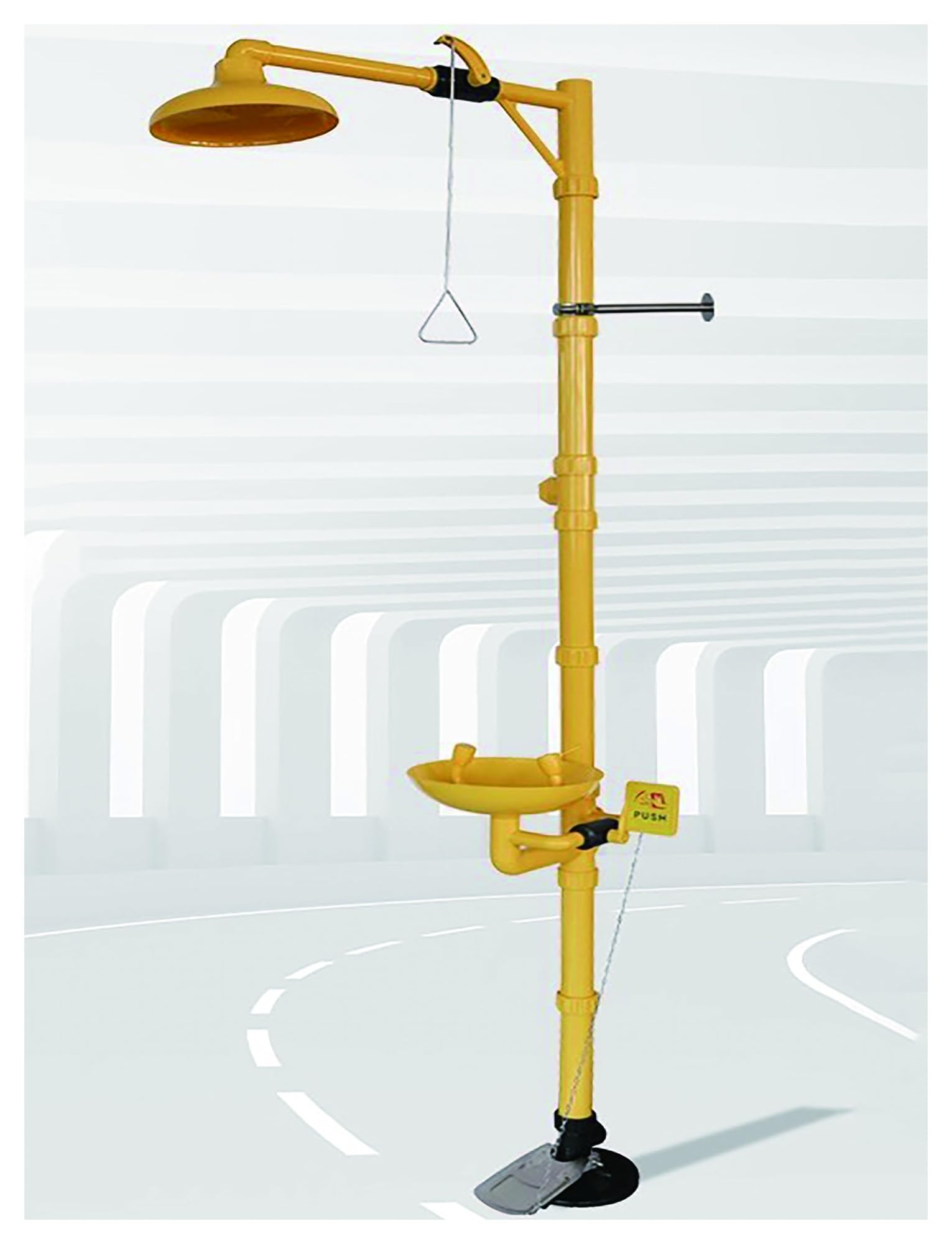 Estación lavaojos Ducha de seguridad Lavaojos Ducha de emergencia, Estación lavaojos de emergencia ABS, Estación lavaojos de plomería con doble rociador y cabezal de ducha(Composite type,Pedal model)