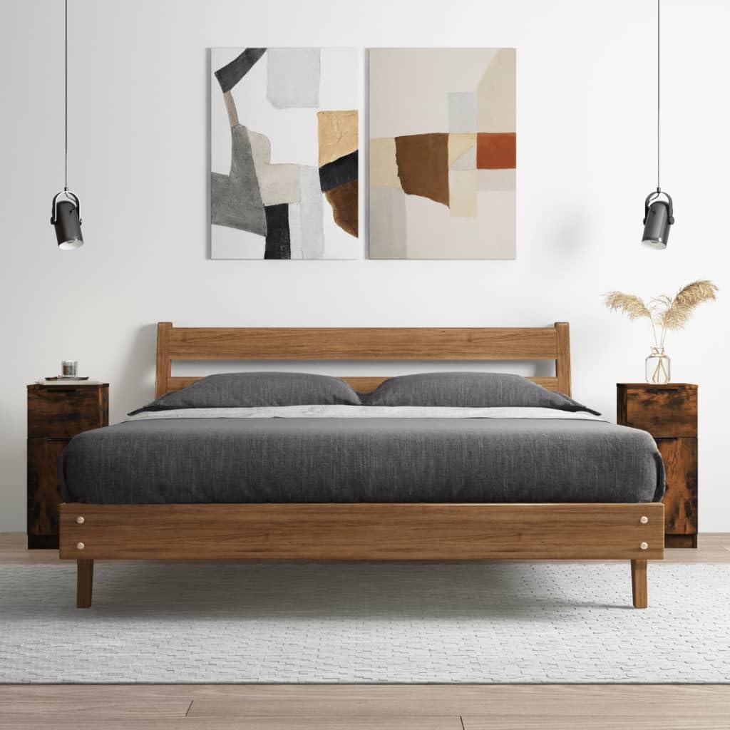 Zestaw 2 komodów, dąb wędzony, materiał drewnopochodny, 30 x 30 x 70 cm, z drzwiami i szufladą, uniwersalna szafka do przechowywania do salonu, sypialni, kuchni, przedpokoju
