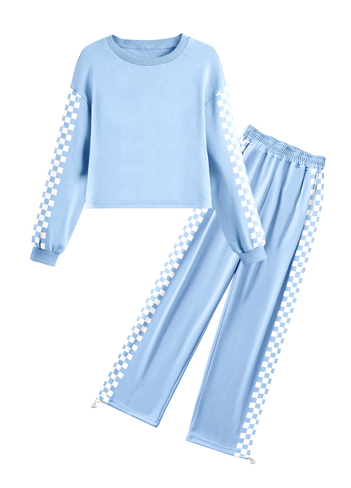 Yobecho Kids 2 Piece Set Girls Long Sleeve Fashion Sweatshirts and Sweatpants（5-14 years）