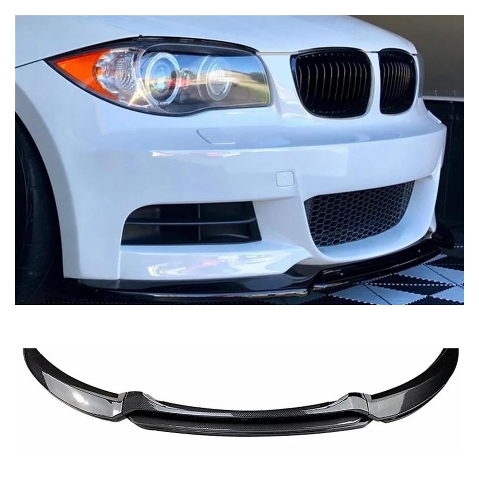 Spoiler Anteriore In ABS Per BMW Serie 1 E81 E82 E87 E88 LCI – 3 Pezzi, Nero Lucido, Effetto Carbonio, Per Modelli 2008-2011