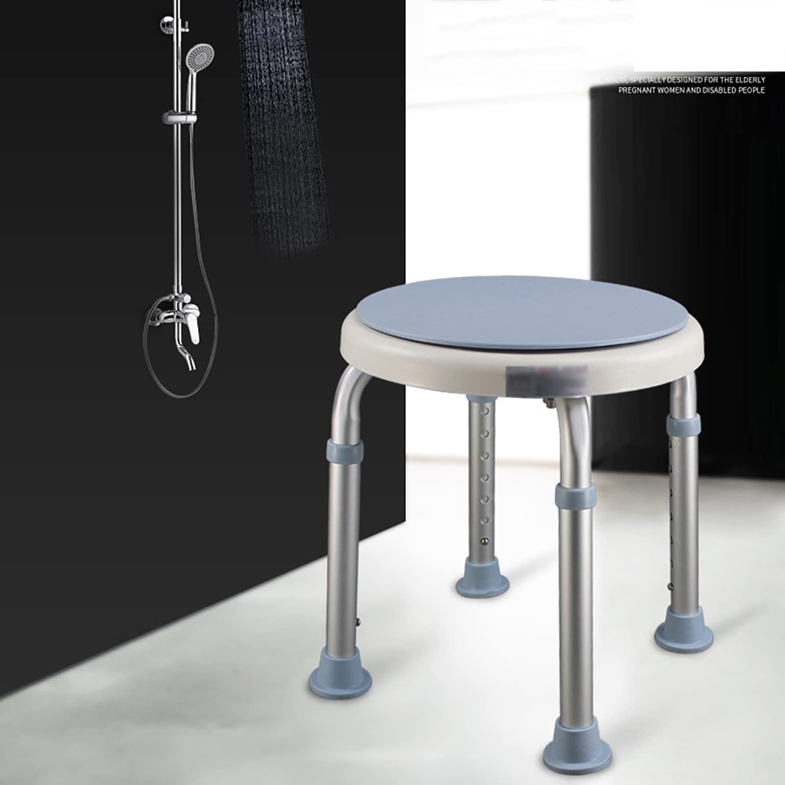 Asiento de Ducha, Silla de Ducha Redonda giratoria de 360 ​​°, Asientos de Ducha de bañera Ajustables en Altura de 7 Posiciones, para Ancianos, Mujeres Embarazadas, discapacitados