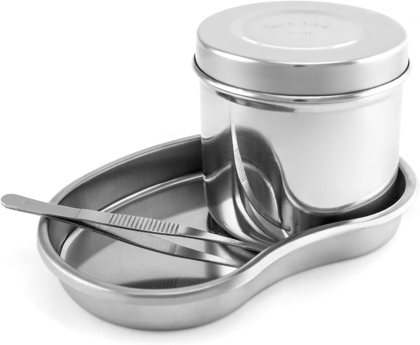 QWORK Medical Tray with Sterilizing Jar and Tweezer, Stainless Steel Sterilizer