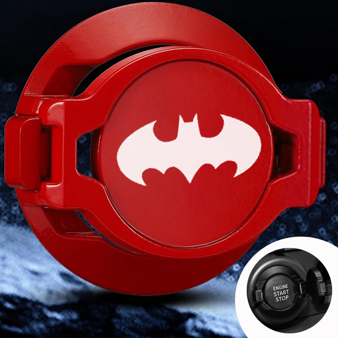 Push Start Button Cover,Press Car Engine Start Stop Button Cover,Ignition Protective Anti-Scratch Universal Button Decoration Protector.(Red)