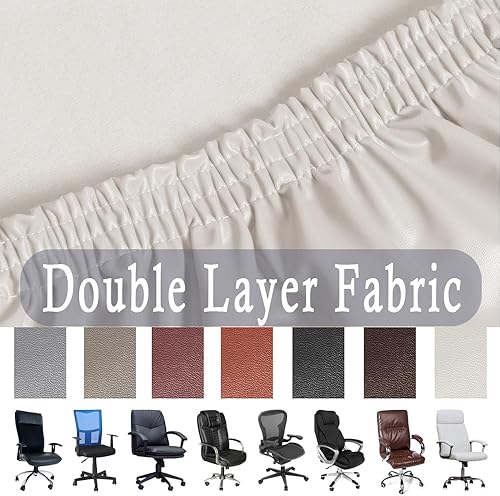 Miniatura 3 de ITFRO Funda impermeable para silla de oficina con fundas para reposabrazos, funda de piel sintética para silla de escritorio de computadora con