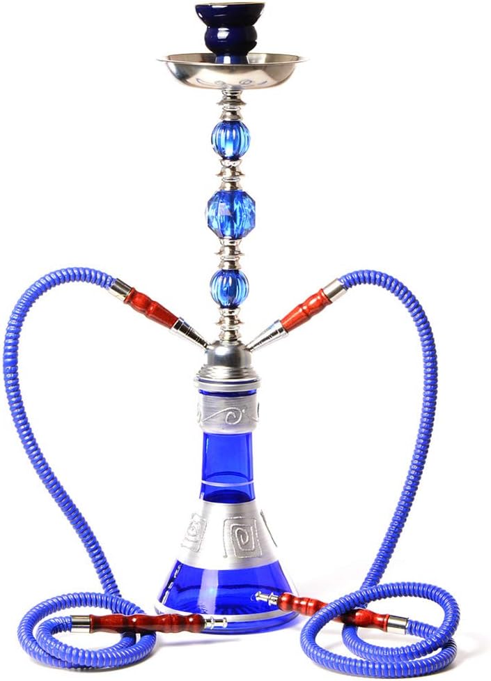 R&Xrenxia Hookah Shisha Set, Arab Big Smoke Double Pipe Hookah Kit con 2 Mangueras Y Accesorios De La Serie para Fumar,Azul