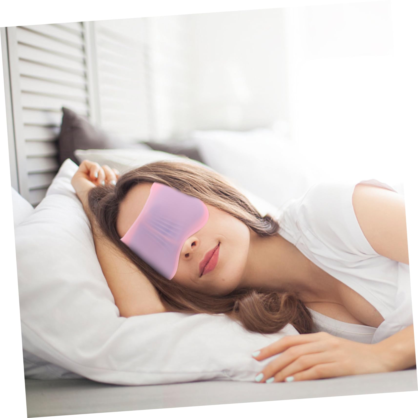 Verstellbare Gel Augenmaske aus Silikon in Rosa für Ruhe Unterwegs