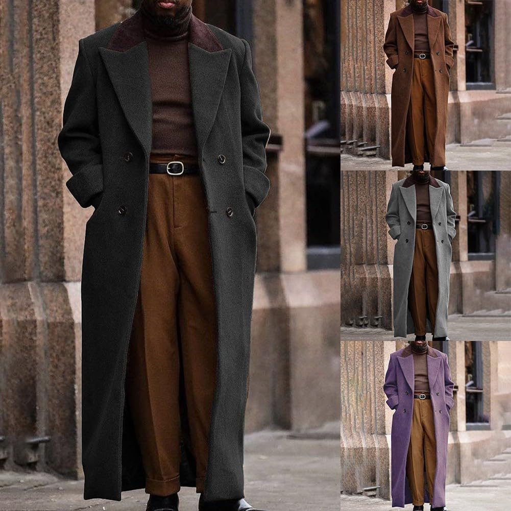 Chaqueta blazer de lana alargada con cuello de solapa para hombre, para ocasiones informales, vacaciones y fiestas en primavera, otoño e invierno
