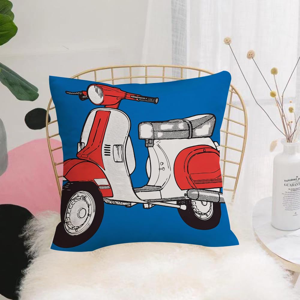 HYOSXW Cushion Cover,Throw Pillow Case Home Decorative for Living Room Bedroom Sofa Chair 16X16 Inch,Red scooter motobike on a white background vector,Pillowcase 40X40cm