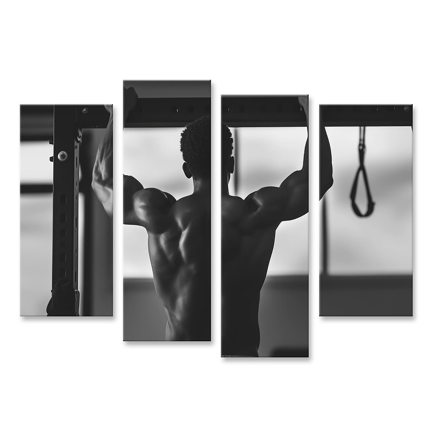 islandburner Quadro su tela uomo durante il trazione, allenamento in palestra per gli appassionati di fitness, palestra, palestra, immagini da parete