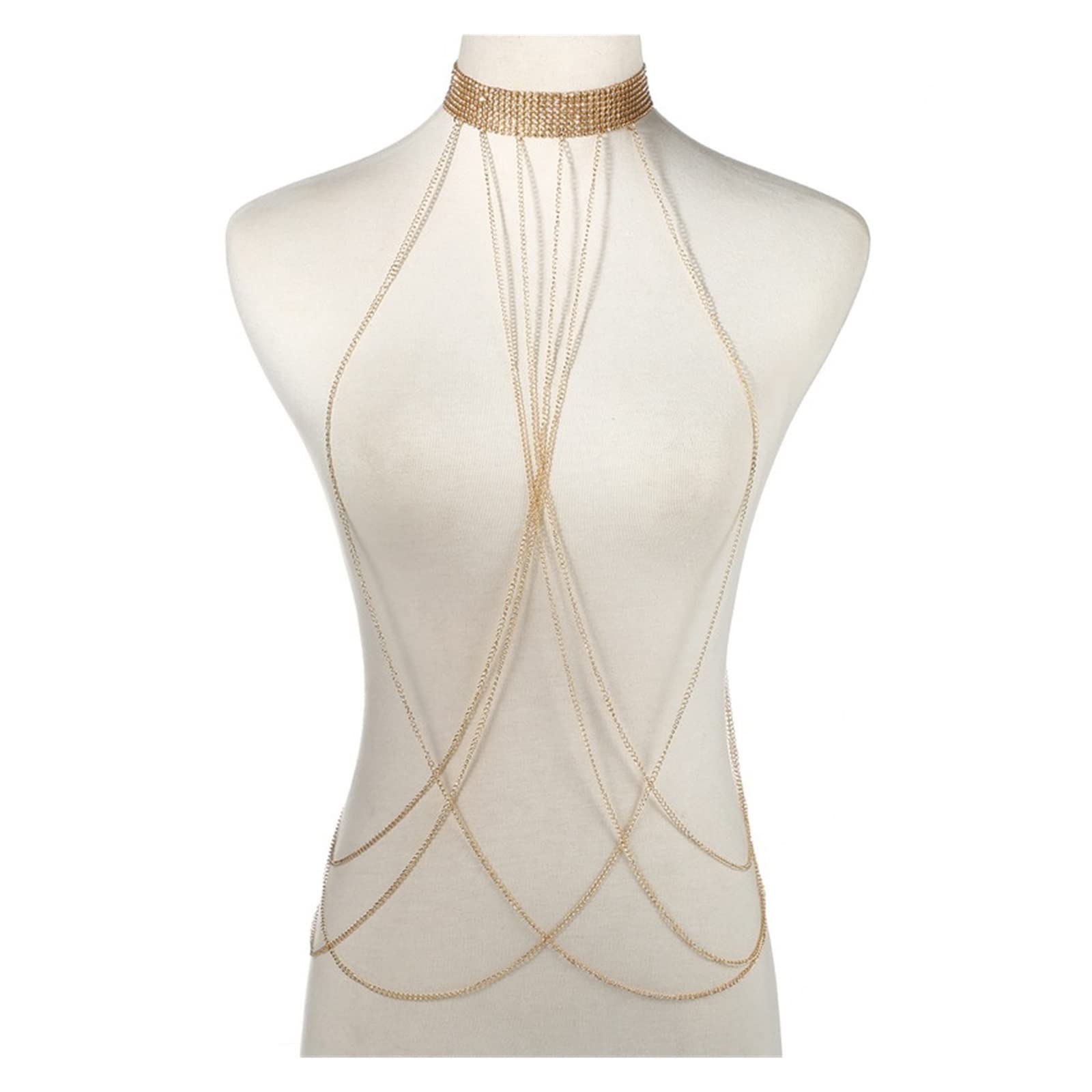 RWRAPS Body Chain Mujer Cintura Joyería Bikini Arnés Bodychain Beach Summer Outfit (Color : D, Size : Light Grey)
