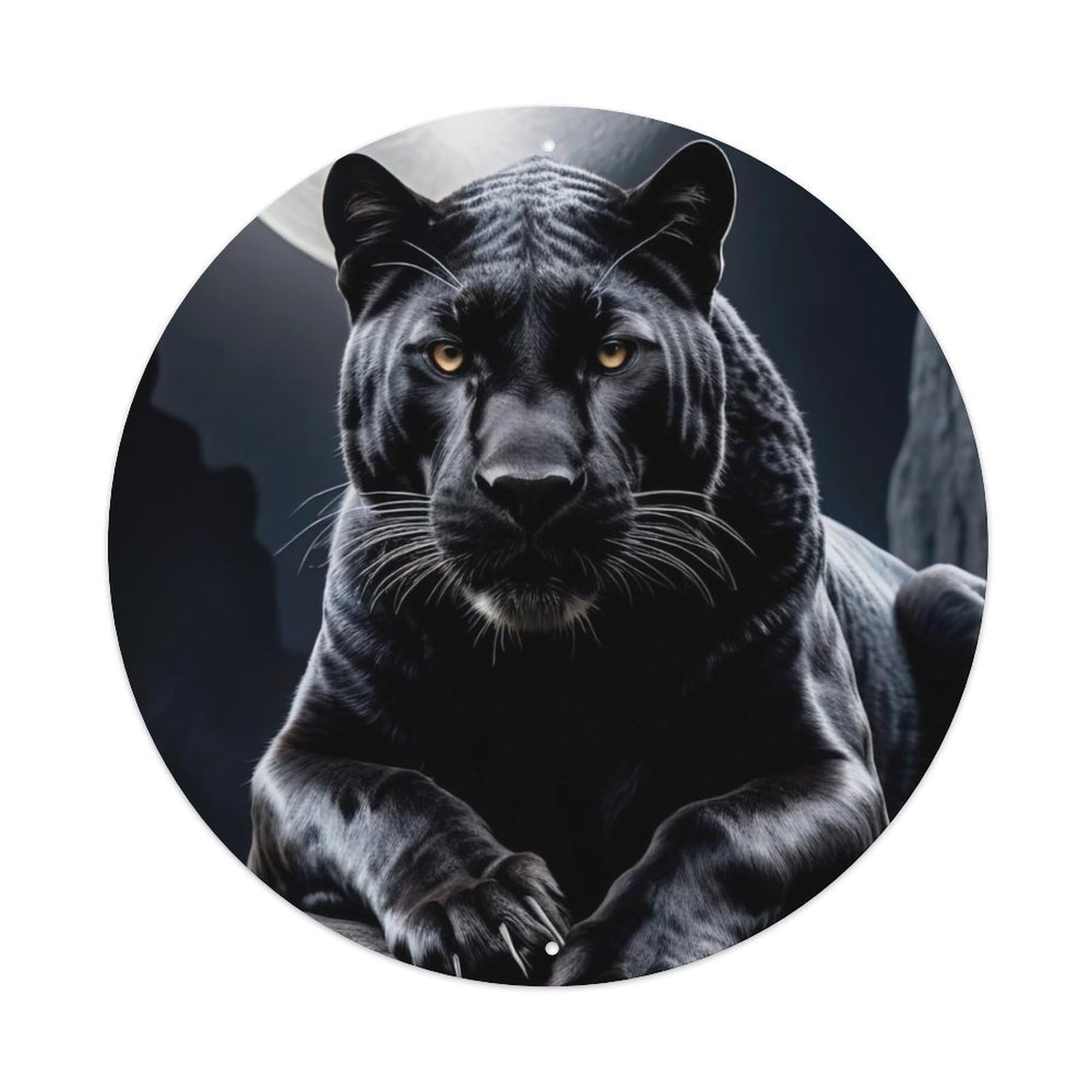 Animal Artwork Leopards Under The Moon Metal Tin Sign