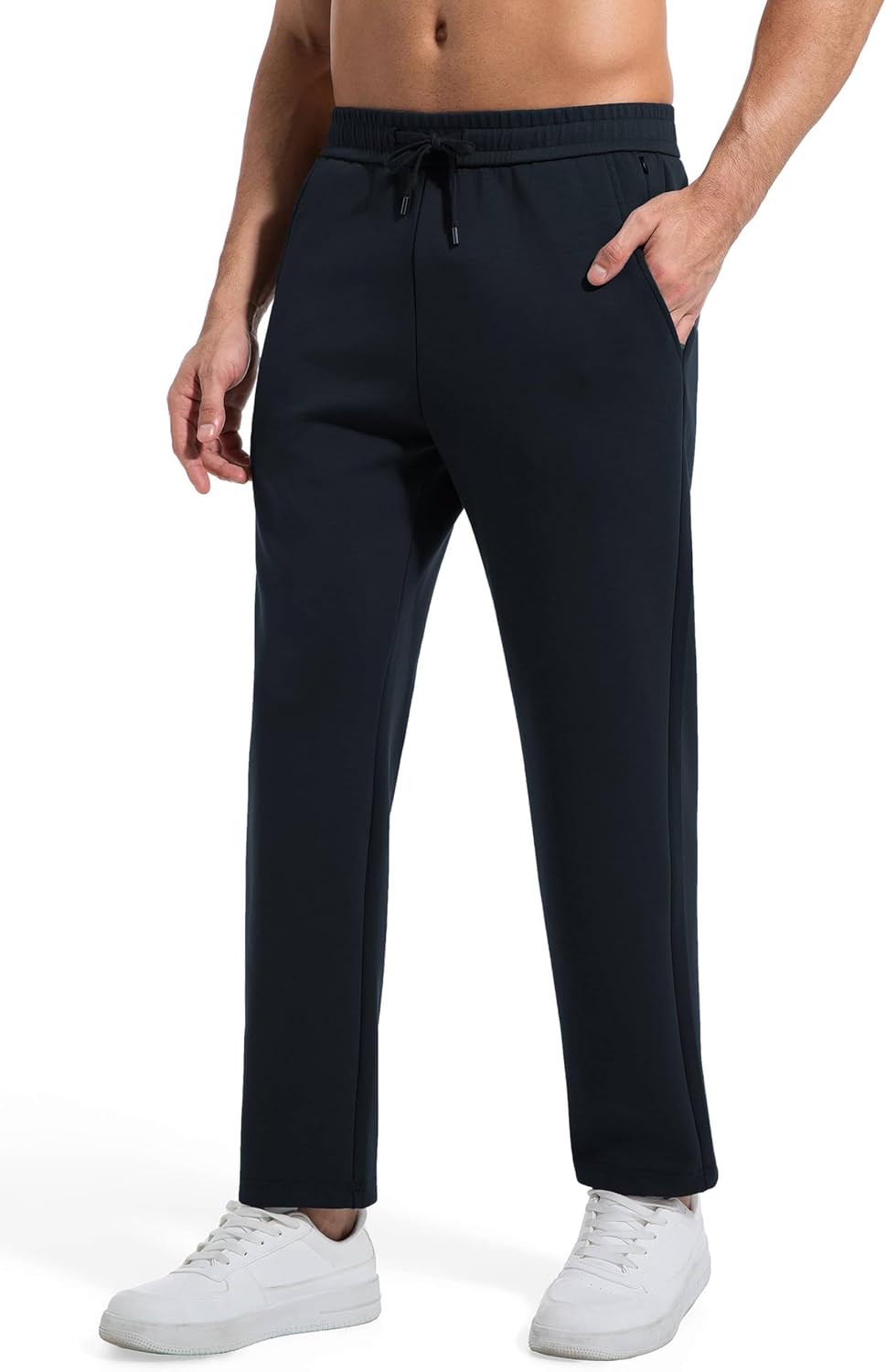 AbleTree Men's Heavyweight Sweatpants 28-29" Inseam Short Length, Cotton Stretch Casual Lounge Pants for Fall Winter