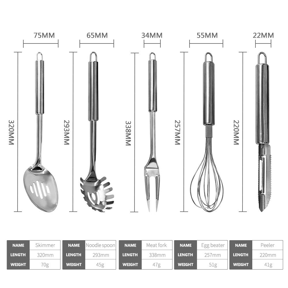 12 szt. Zestaw naczyń kuchennych ze stali nierdzewnej + wieszak na przybory kuchenne Nonstick Naczynia Zestaw naczyń kuchennych Łopatka Gadżety Gadżet kuchenny do naczyń kuchennych
