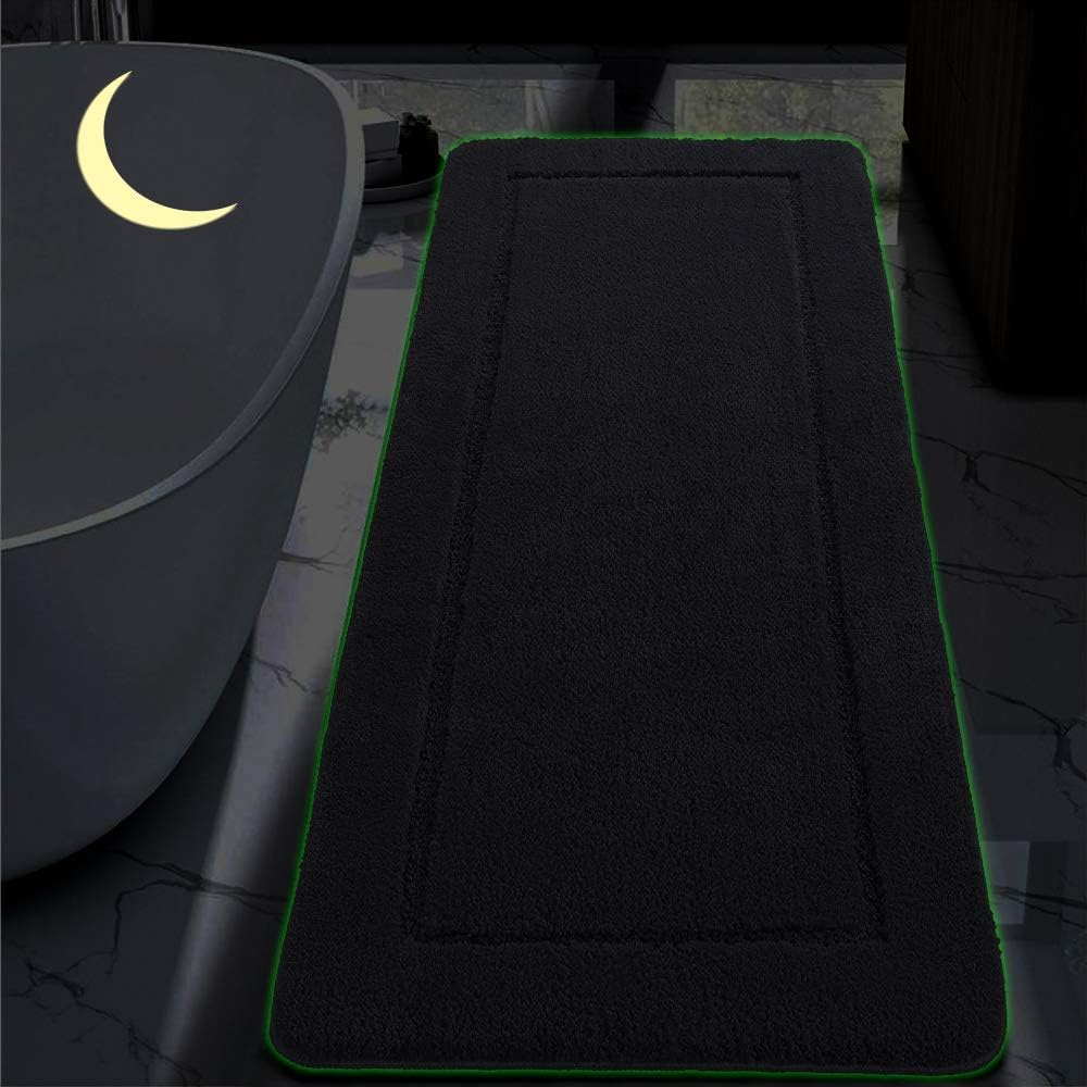 LOCHAS Luminous Non Slip Bathroom Rugs Runner 24 x 60 Inch, Extra Soft and Comfy Bath Mats Rug, Absorbent Thick Microfiber Mat Carpets for Shower, Light Gray - Image 2