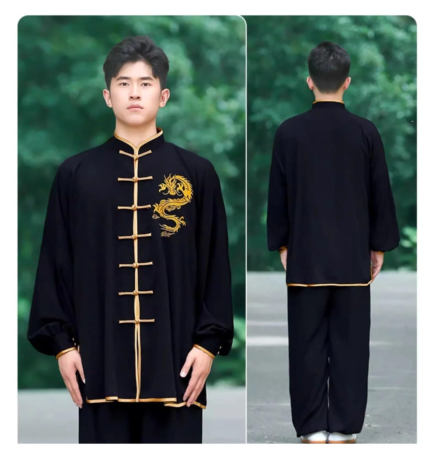 Kimono Jiu Jitsu Conjunto de Ropa de Tai chi con Bordado de Primavera y otoño for Practicar Artes Marciales.(White A,L)