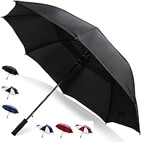 Vista 1 de Paraguas de golf abierto automático de 62/68 pulgadas, extra grande, ventilado, resistente al viento, impermeable, doble toldo