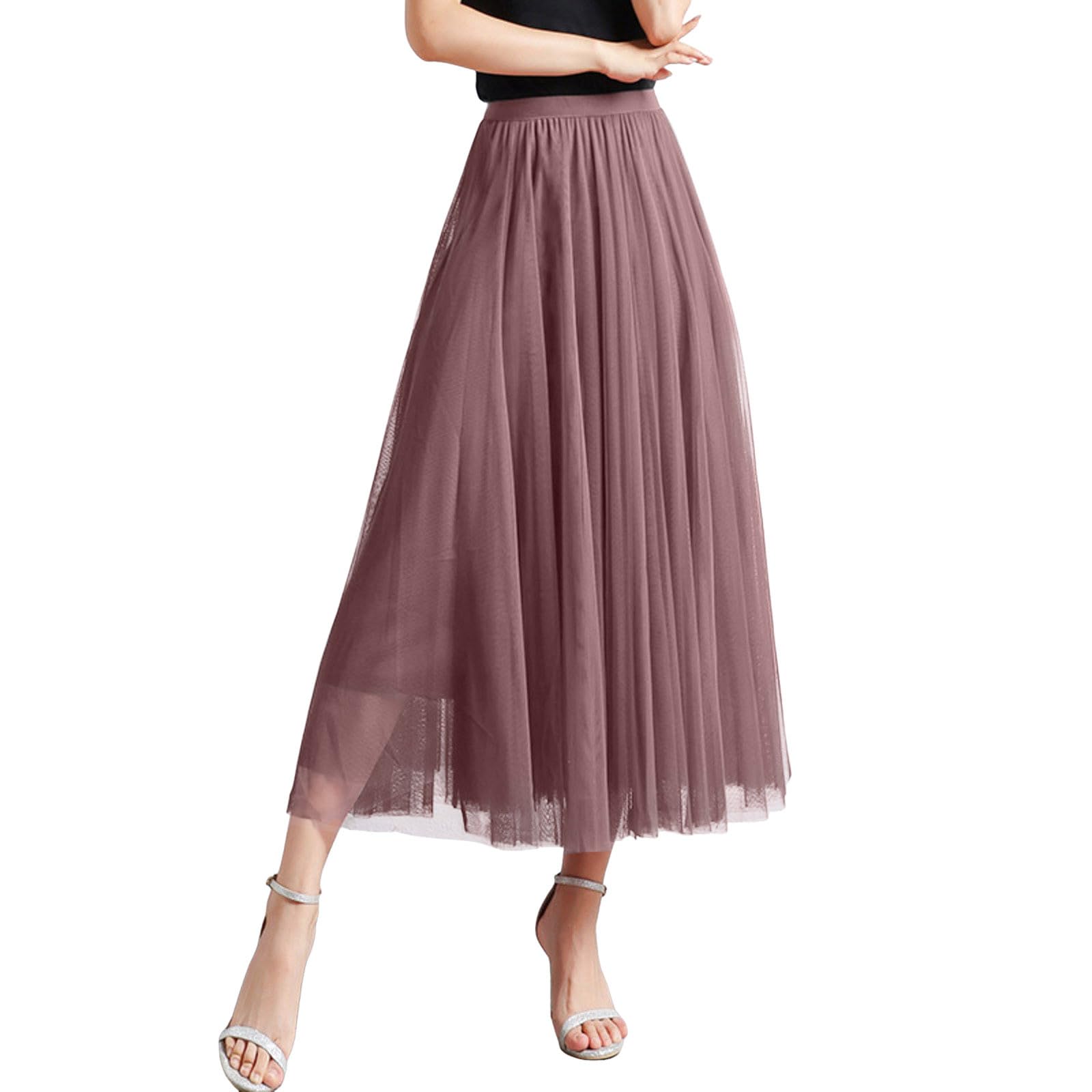 Gonna lunga da donna per danza e festa, linea ad A, in tulle, 2026