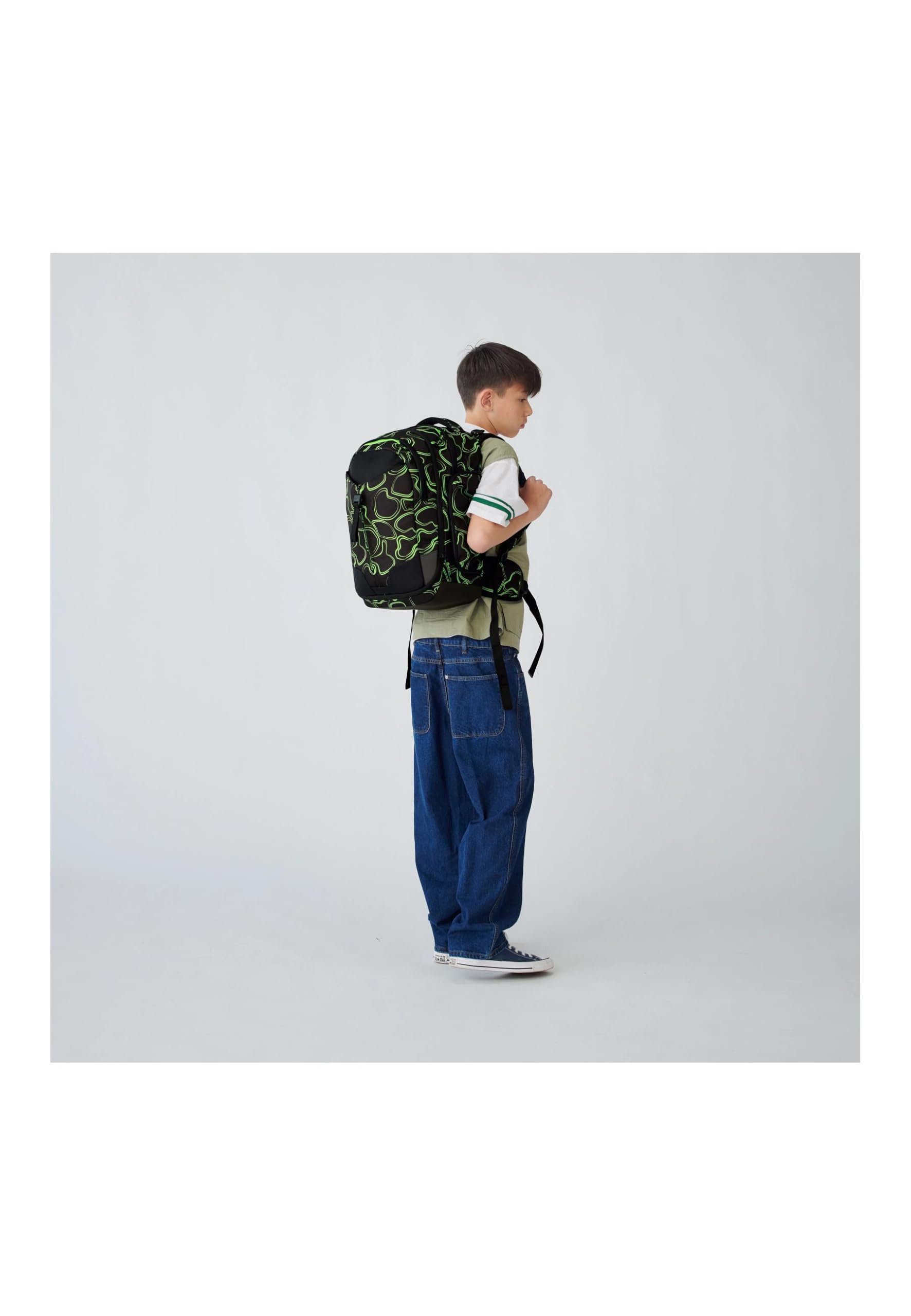 Satch Match Bundle ab 5. Klasse, ergonomisch, 3-teilig, 35 L Stauraum, standfest, Organisationstalent Green Supreme - Schwarz