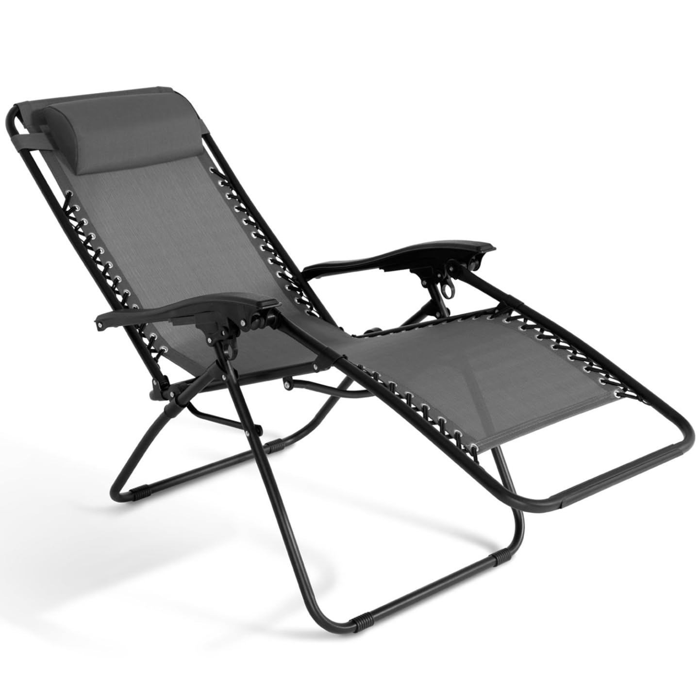 IDMarket - Lot de 2 fauteuils de Jardin inclinables Relax Grand Confort Gris Anthracite