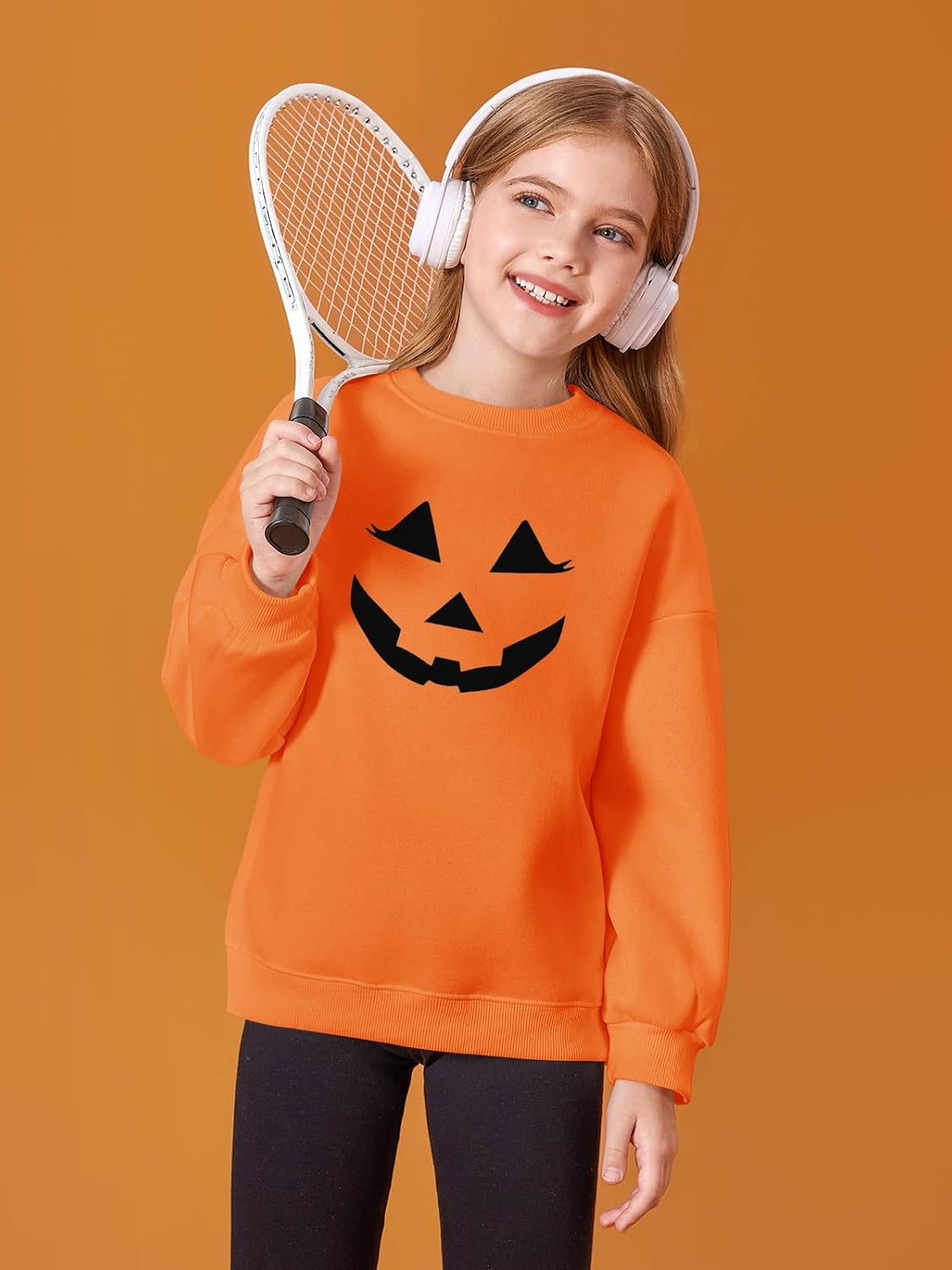 Haloumoning Girls Oversized Crewneck Sweatshirts Kids Fashion Fleece Drop Shoulder Pullover 5-14 Years
