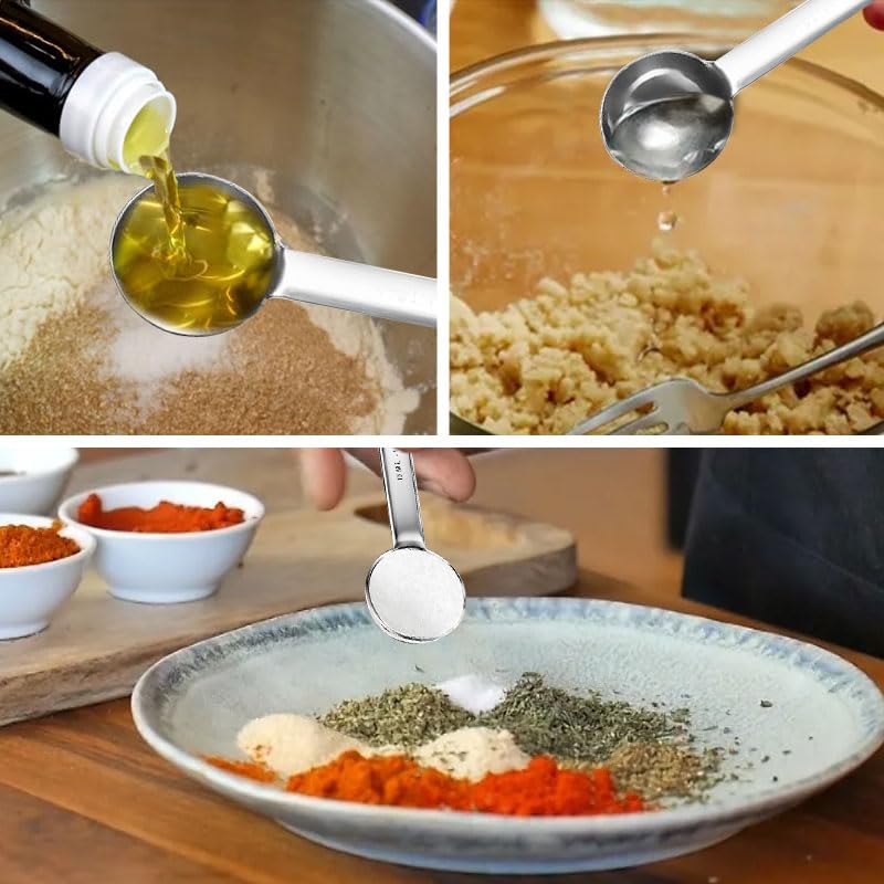 inoxydable cuillères à mesurer, 6 pièces ensemble d'outils de mesure de cuisine en, Cuillères à épices pour petites rations sèches, liquides, foires à pâtisserie, solides