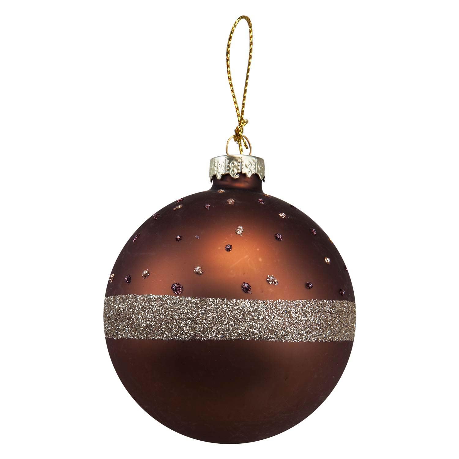 Vfm E-Store Copper 10Cm - Christmas Hanging Glass Bauble Decoration Festive Indoor Xmas Ornaments - 10Cm X 8Cm Copper X 1