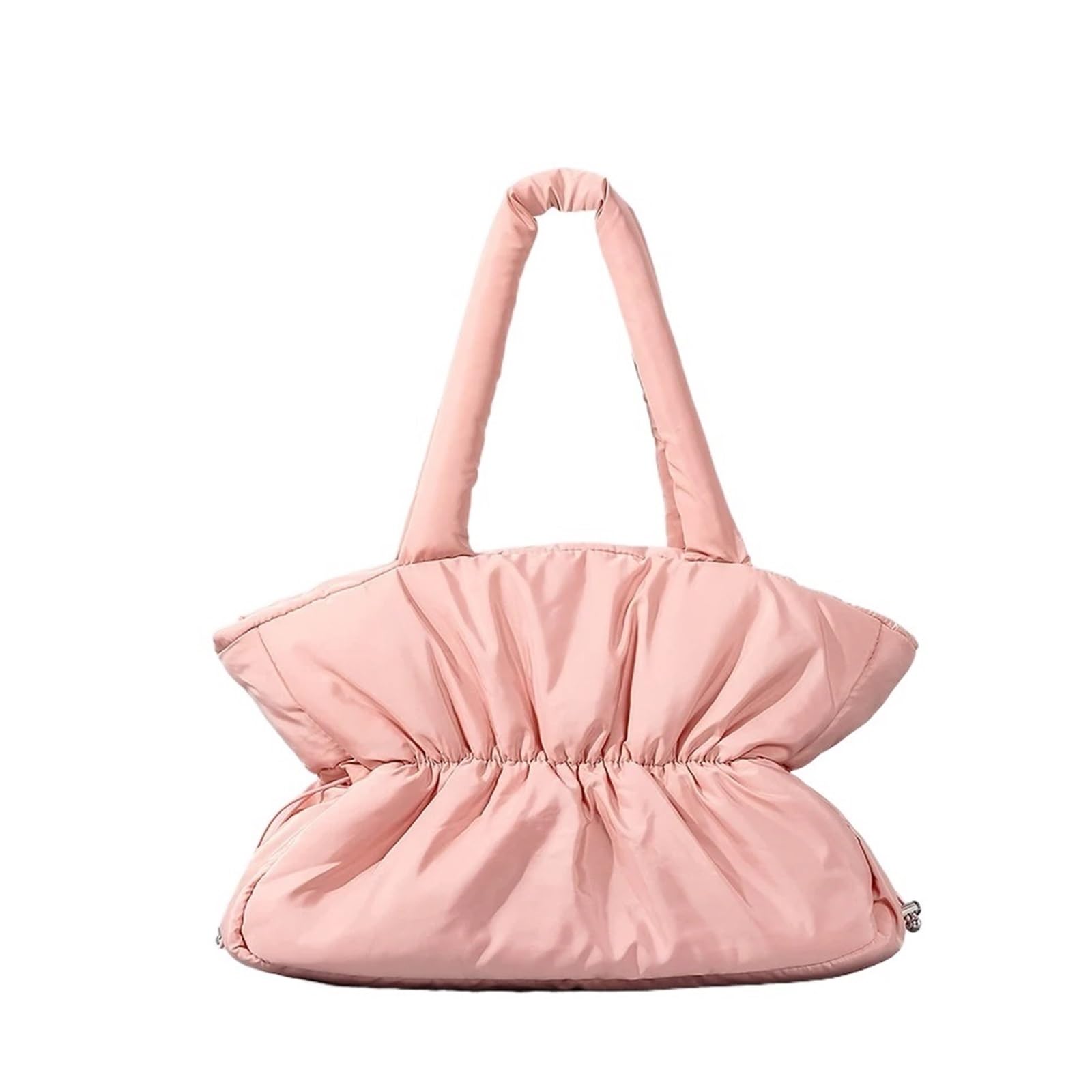 Puffer Tote Bag Bolso acolchado suave con cordón, bolsos de hombro acolchados de diseñador for mujer, bolso de mano de algodón con plumón de nailon, bolsos simples for mujer Down Acolchado Bolso(Pink)