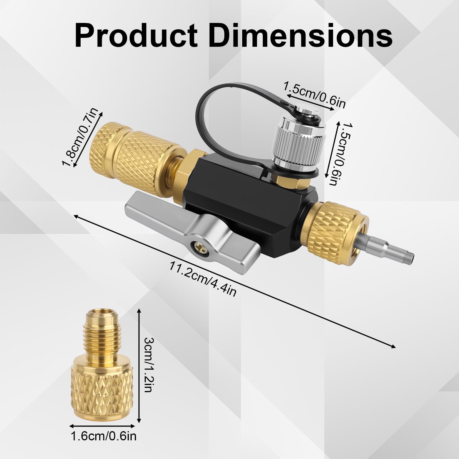 Herramienta de Extracción Núcleos Válvulas HVAC, Puerto Doble 1/4" y 5/16" Latón Premium para R410A R32 Sistemas Aire Acondicionado con Base Magnética y Vacío 20 Micrones